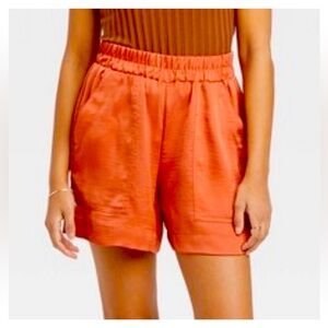 NWT A New Day Women’s Burn Orange Satin High Waist  Shorts. Size L
